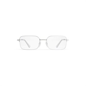Invisible Rectangle Silver Metal Sunglasses with Transparent Lenses